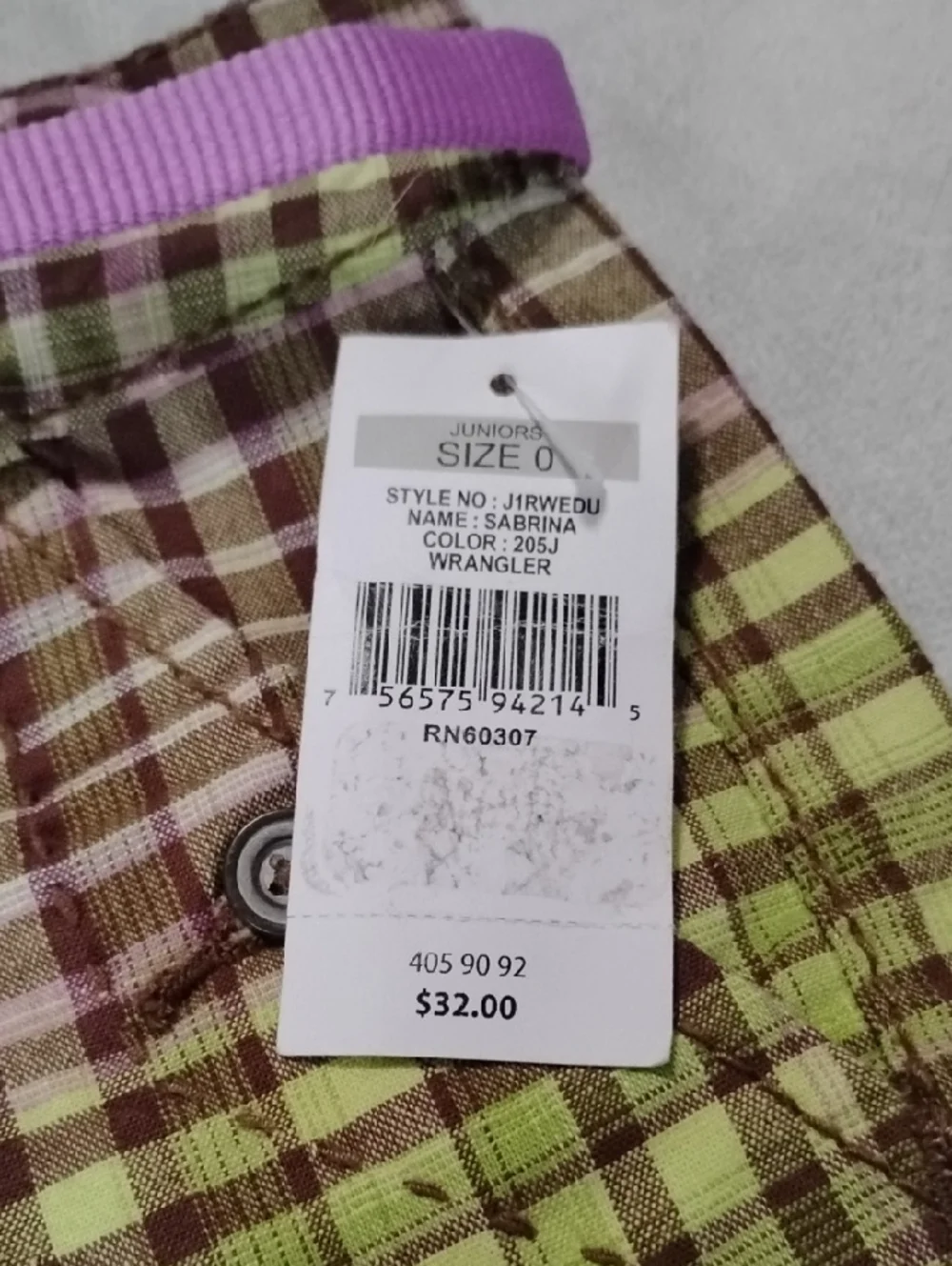 UNIONBAY Yellow-Green and Brown Plaid Shorts with Pink Belt - Picture 4 of 4